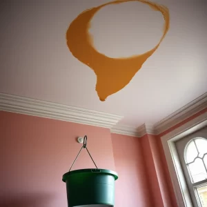 Ceiling water stain from roof leak in London terraced house