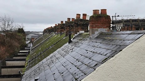 Slate roof tile replacement on a Victorian London terrace, roof repair london