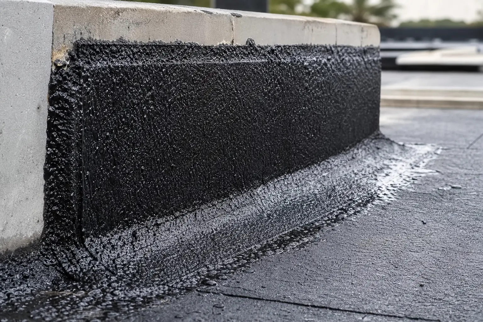 Asphalt dressed into a parapet upstand