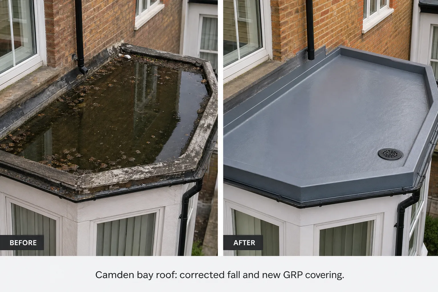 Camden bay roof corrected fall and new GRP covering