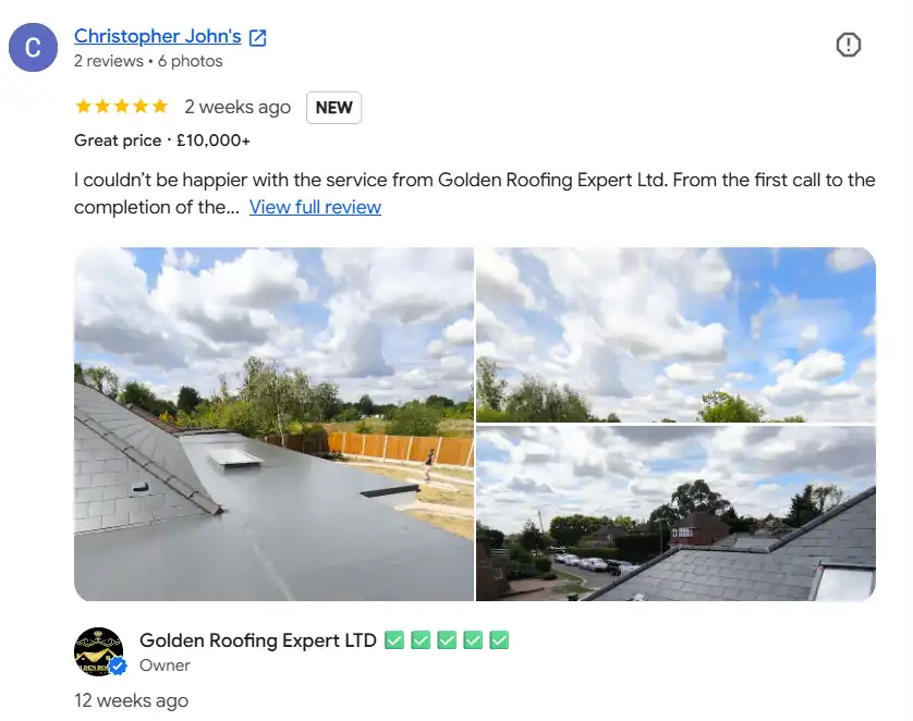 cutomer google review with before after photos